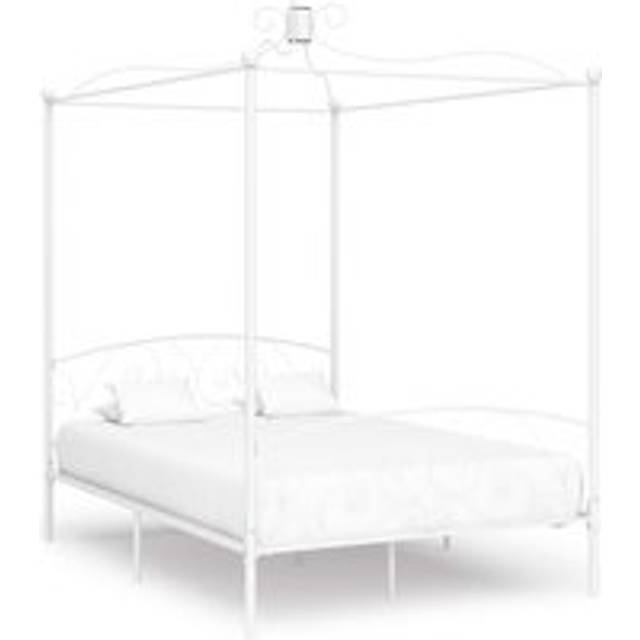 Canopy Bed Frame White Metal 120x200 cm - One Size