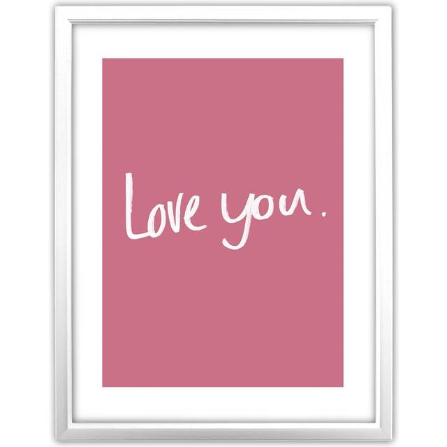 Plain and Simple &#39;Love you&#39; Framed Typography - White (36cm H X 28cm W)