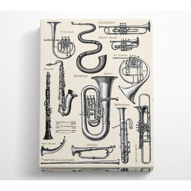 Brass Section Canvas Watercolour - Black;Grey;Beige (106.6cm H x 66cm W x 10cm D)