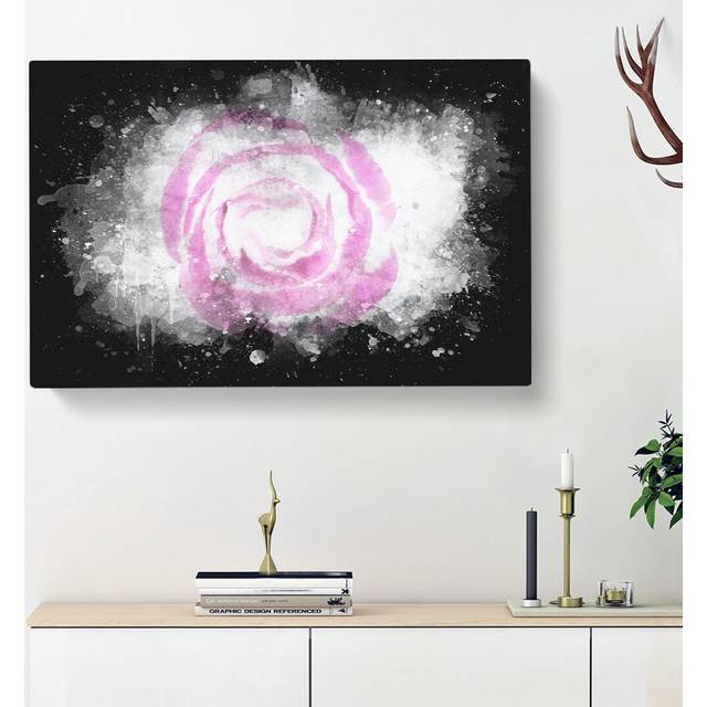 Pink Lisianthus Flower - Wrapped Canvas Painting Print (35cm H x 50cm W x 3cm D)
