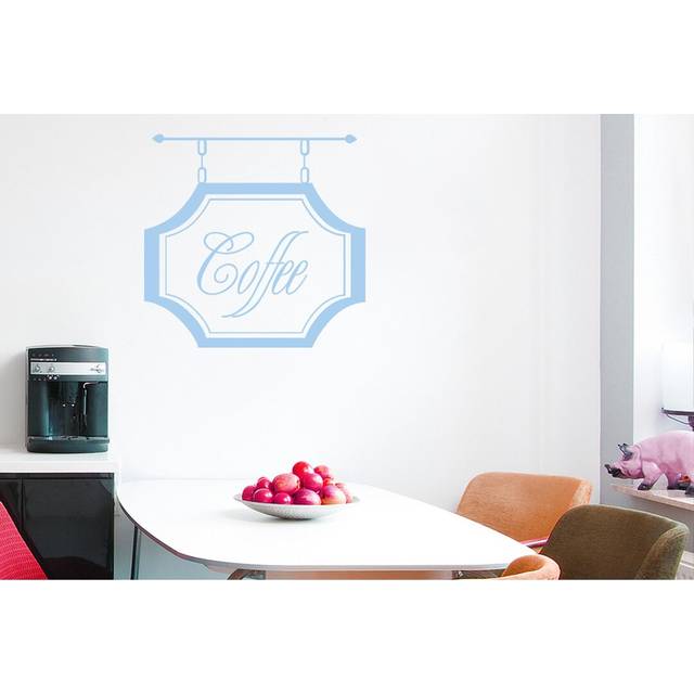 Coffee Shop Sign Wall Sticker - Light Blue (55cm H X 57cm W)
