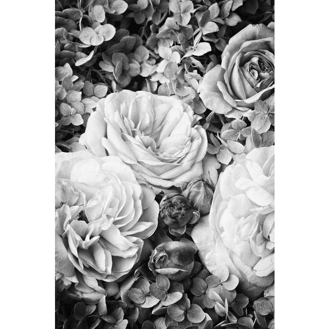 Kaltag Black - White Roses Bouquet by Fotomem - Wrapped Canvas Photograph (30cm H x 20cm W x 3.8cm D)