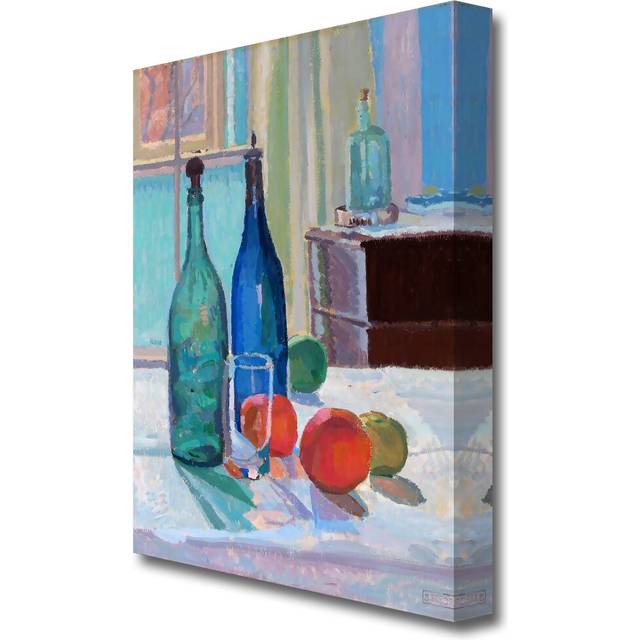 &#39;Spencer Frederick Gore Blue and Green Bottles and Oranges&#39; Painting Print on Wrapped Canvas (50.8 cm H x 35.6 cm W)