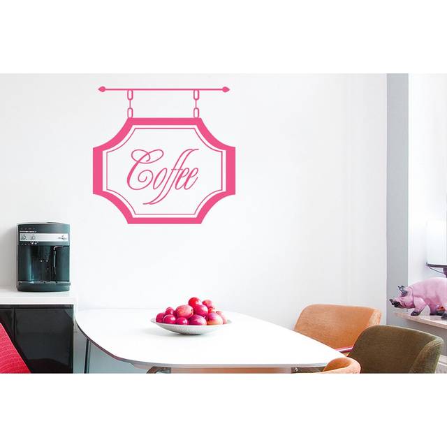 Coffee Shop Sign Wall Sticker - Pink (55cm H X 57cm W)