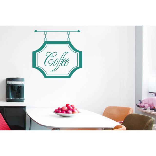 Coffee Shop Sign Wall Sticker - Aqua Green (55cm H X 57cm W)