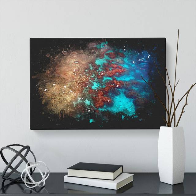 The Great Barrier Reef Coral Paint Splash - Wrapped Canvas Graphic Art (50cm H x 76cm W x 3cm D)