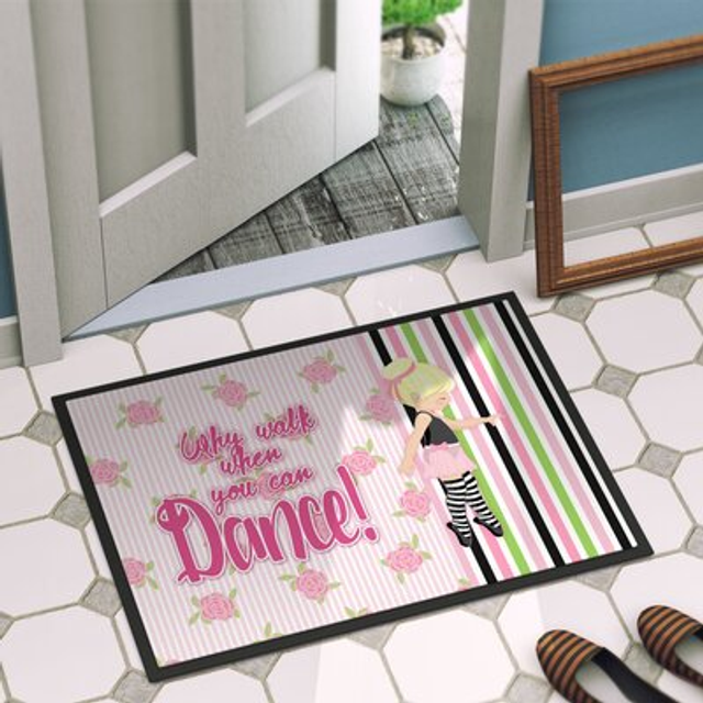 """""Caroline's Treasures Ballet Dance Stripes Blonde Doormat 24 H x 36 W"""""""" Multicolor"""""