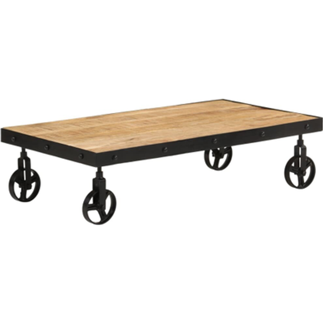 vidaXL Med Hjul Massivt Mangotræ 100x55x26 cm Sofabord