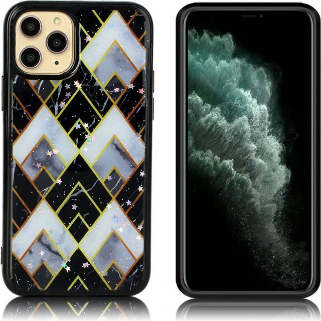 Marmormotiv iPhone 11 Pro Max skal - Förbryllande Blå Och Svart Diamant