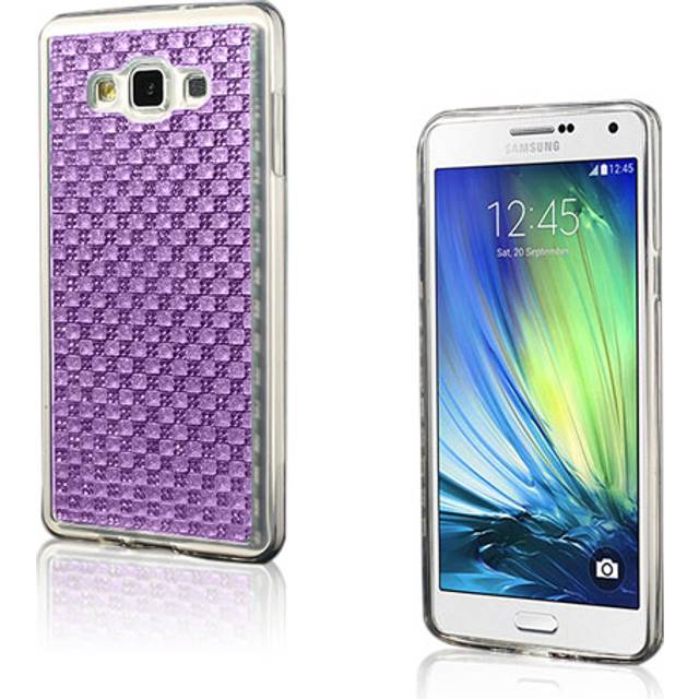 Plommon Blomning Mönster Gummi Kristall TPU-skal för Samsung Galaxy A7 SM-A700F - Lila