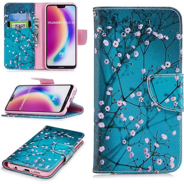 Huawei P20 Lite / Nova 3e (China) mobilfodral i PU läder skyddande plånbok stående mönster på - Vintersött