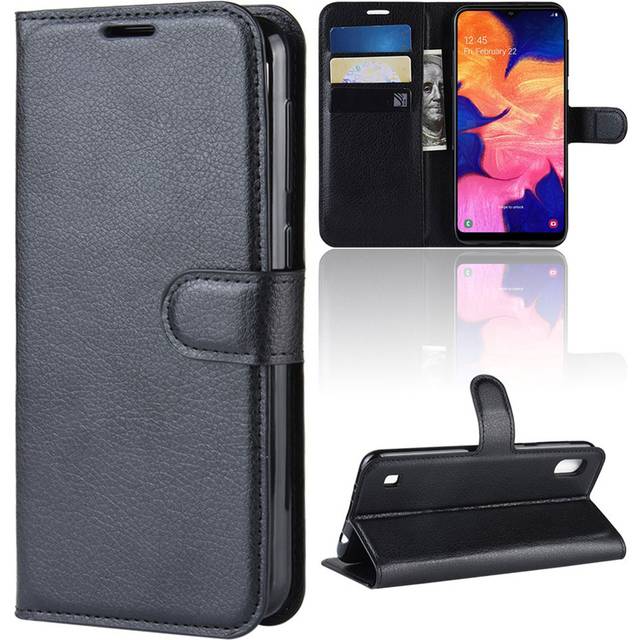 Alpha läder Samsung Galaxy A10 fodral - Svart