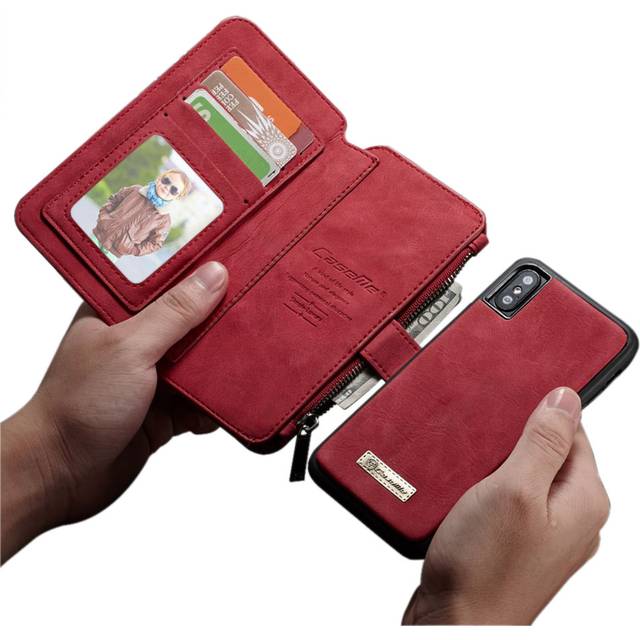 CaseMe 2-i-1 iPhone Xs Max fodral med plånbok - Röd