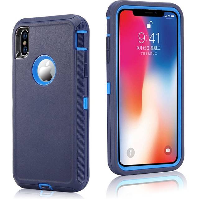 iPhone Xs Max stötsäkert hybridfodral - Mörkblå / Baby Blå
