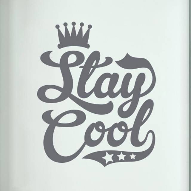 Stay Cool Door Room Wall Sticker - Grey (49cm H X 40cm W)