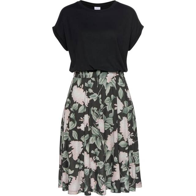 Buffalo Floral Print Beach Dress - Black Print