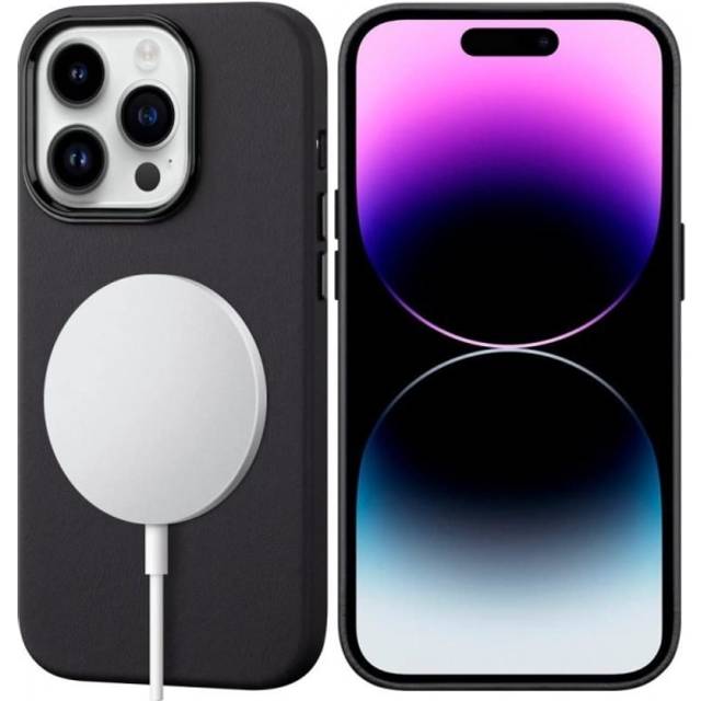 iPhone 11 Pro Stöttåligt Premium Magsafe Skal Veganläder Nordcell™ - Svart