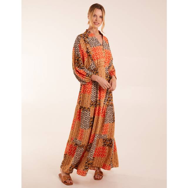 Blue Vanilla Womens Abstract Pattern Maxi Dress - Orange - Size Small