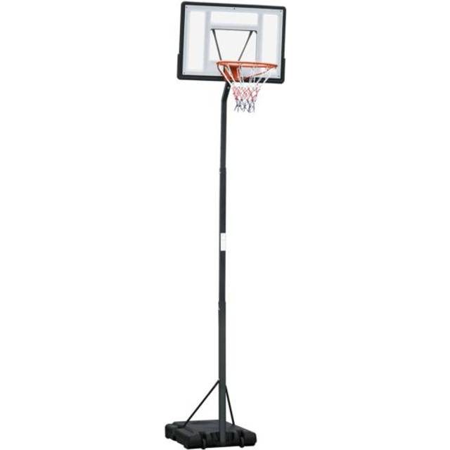 HOMCOM Basketball Hoop Freestanding 255-305cm Hoop Height Adjustable Stand with Backboard Wheels for Teens Adults Black
