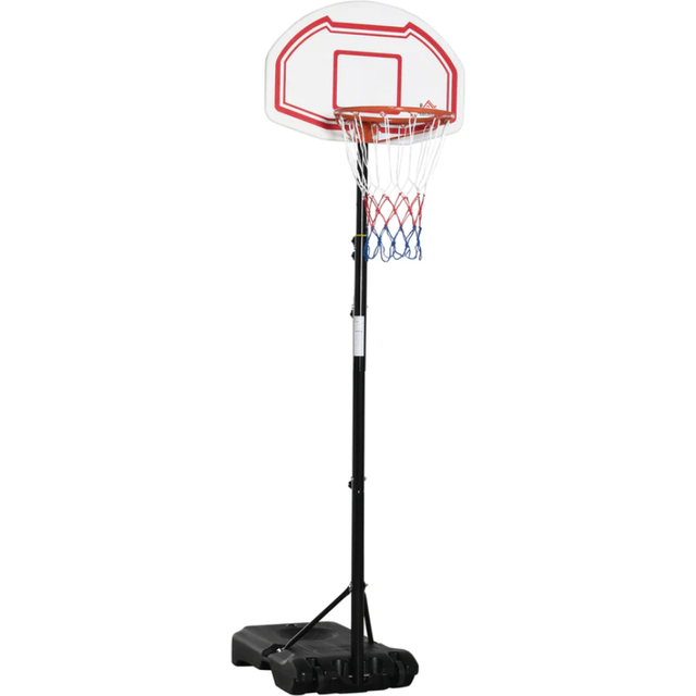 HOMCOM Outdoor Adjustable Basketball Hoop Stand w/ Wheels and Stable Base - Red | TJ Hughes