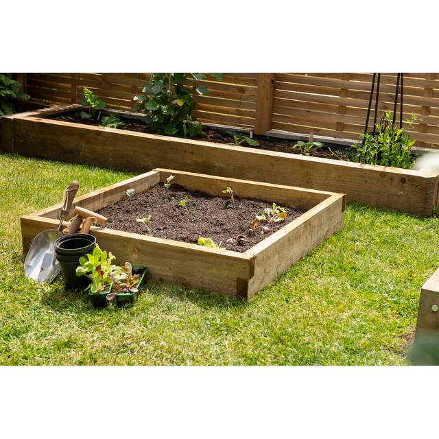Caledonian Wood Raised Flower Bed (14cm H X 90cm W X 90cm D)