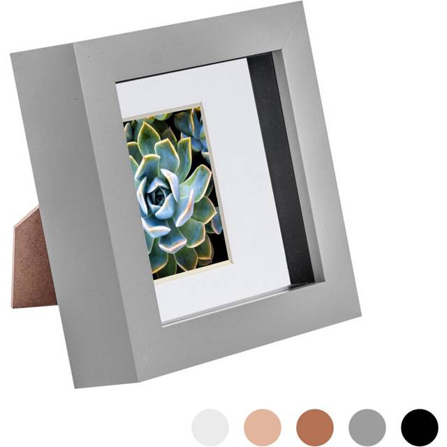 Nicola Spring - 3D Box Photo Frame - Mount - White (12.5cm H x 12.5cm W x 3.5cm D)