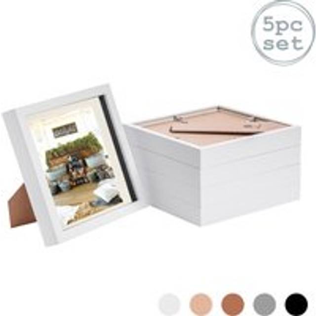 5x 3d box photo frames picture display 8 x 8" with 6 x 6" mount white/ivory