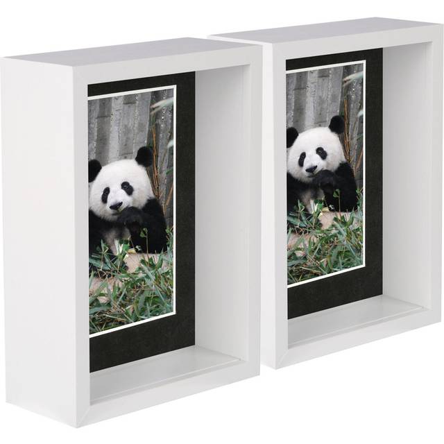 Nicola Spring - 5&#34; x 7&#34; 3D Deep Box Photo Frames - 4&#34; x 6&#34; Mount - White (4&#34; x 6&#34;)