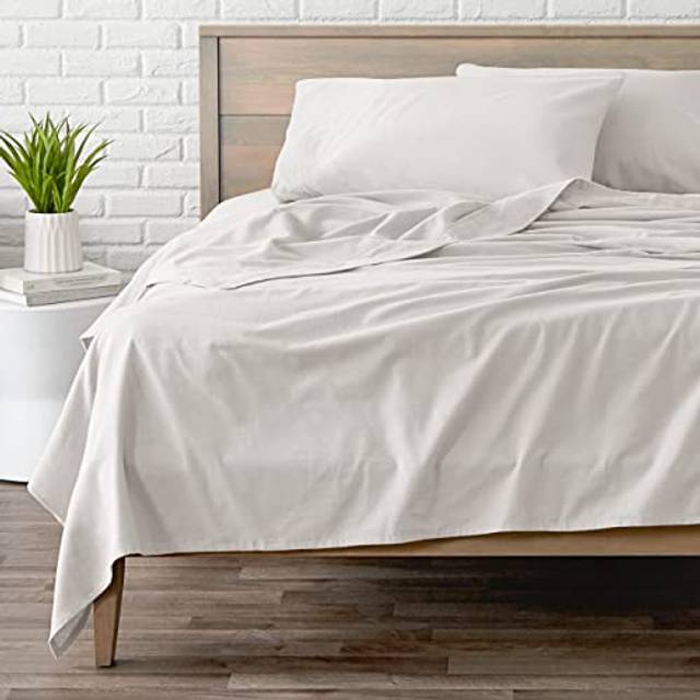 Bare Home Flannel Sheet Set 100 Cotton  Velvety Soft Heavyweight  Double Brushed Flannel  Deep Pocket Full  White