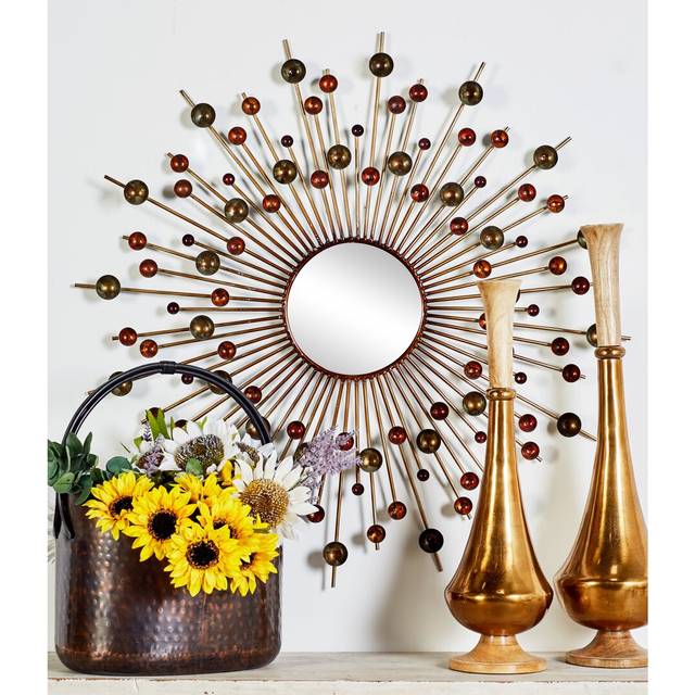 Carmanor Circles Sunburnt Wall Mirror (91cm H X 91cm W X 5cm D)