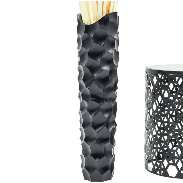 Leewadee Large Floor Vase - Handmade Flower Holder Made of Wood, Sophisticated Vessel for Decorative Branches and Dried Flowers, 28 inches, Black