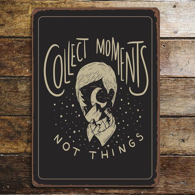 Collect Moments Not Things Metal Wall Décor - Black;White (80cm H x 60cm W)