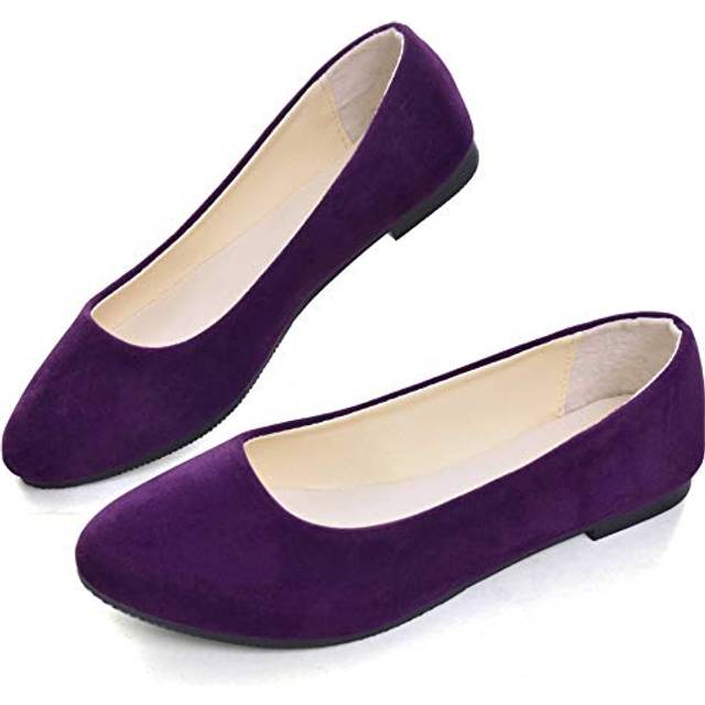 Dear Time Women Flat Shoes Casual Comfortable Slip on Pointed Toe Ballet Flats Purple US 7