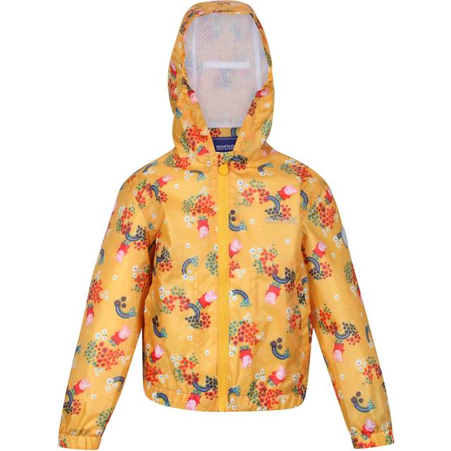 (5-6 Years, Glowlight Yellow) Regatta Childrens/Kids Muddy Puddle Peppa Pig Floral Hooded Waterproof Jacket