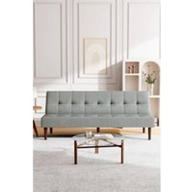3 Seater Grey Terry Cloth Sofa Manual Recliner Couch Tufted Sofa Bed - One Size