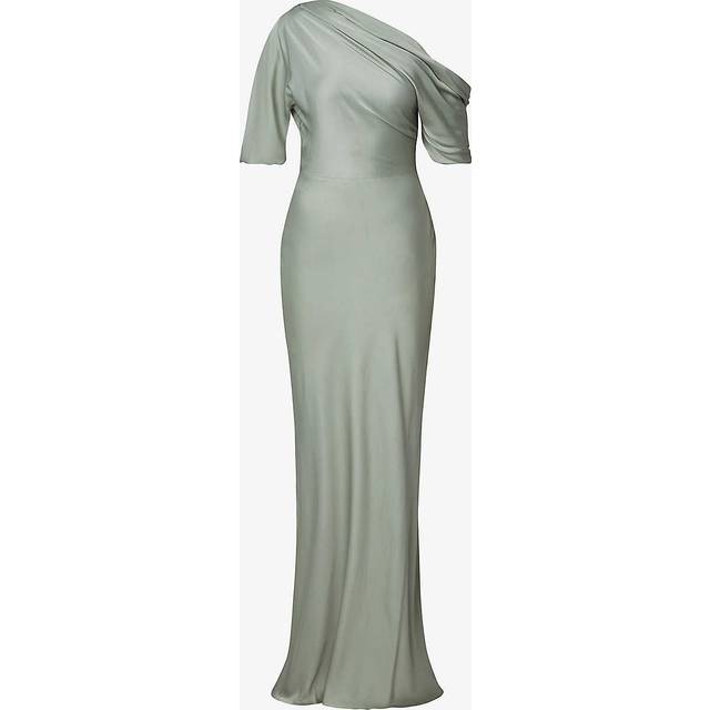 Malina Marisa One Shoulder Satin Maxi Dress
