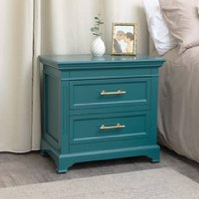 2 Drawer Large Teal Bedside Table Material: Furniture