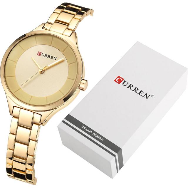 CURREN 9015 Quartz Watch for Women Fashionable Female Dress Watch for Business Casual Waterproof rose gold/black