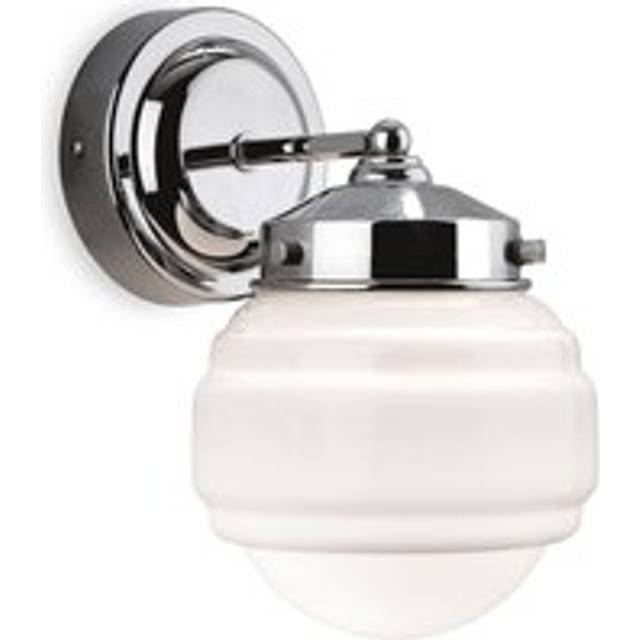 Firstlight Art Deco Classic 1930's Style Decorative Wall Light in Chrome and Milky White Glass