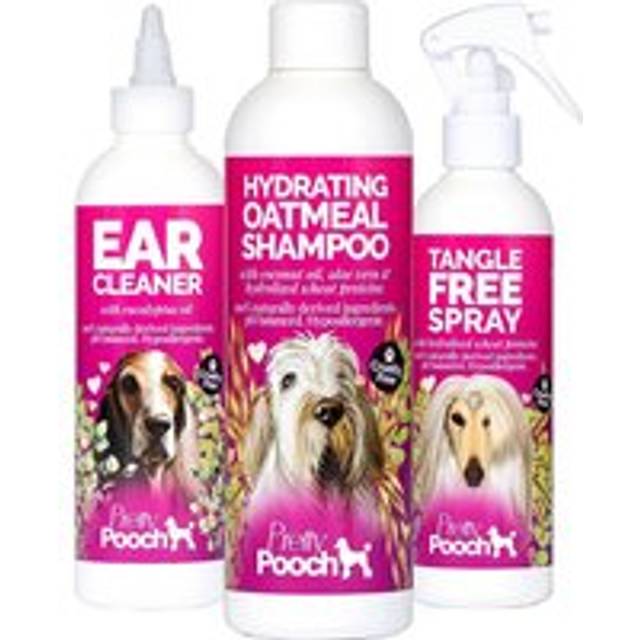 Dog Grooming Kit Tangle Free Spray, Oatmeal Shampoo & Ear Cleaner - Pink - One Size