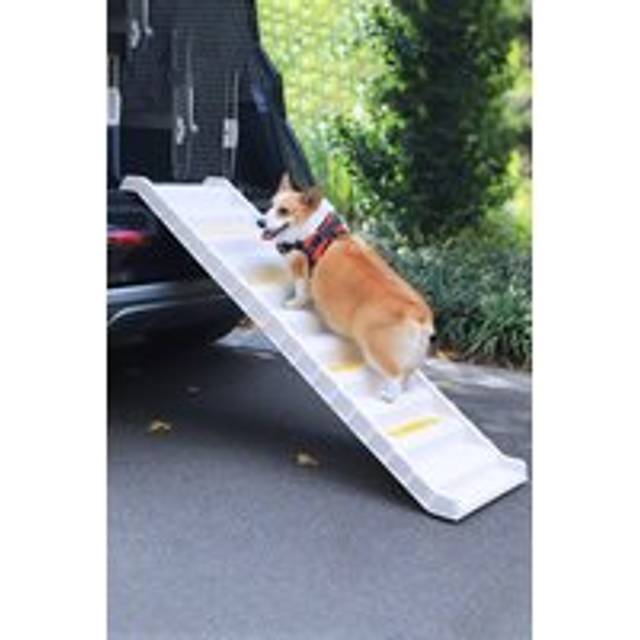 Folding Portable Dog Pet Stairs Ramp Dog Steps Loadable up to 75kg Dog Ramp Travel Car Ramp - White - One Size