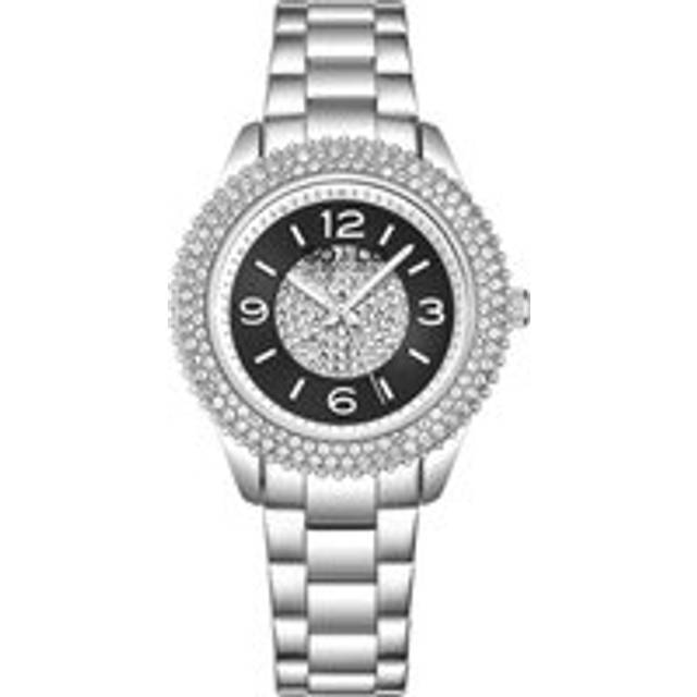 Womens Madison 5532 38mm Quartz Watch with Crystals on Bezel and Inner Dial Stainless Steel Bracelet 18mm wide - Black - One Size