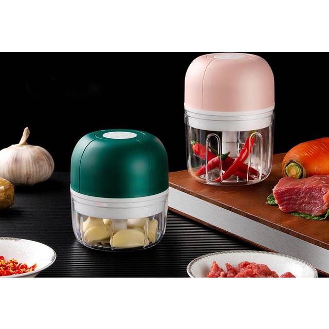 100mL Mini Electric Garlic Chopper Multi-function Food Chopper USB Charging Garlic Grinder Mincer Large green