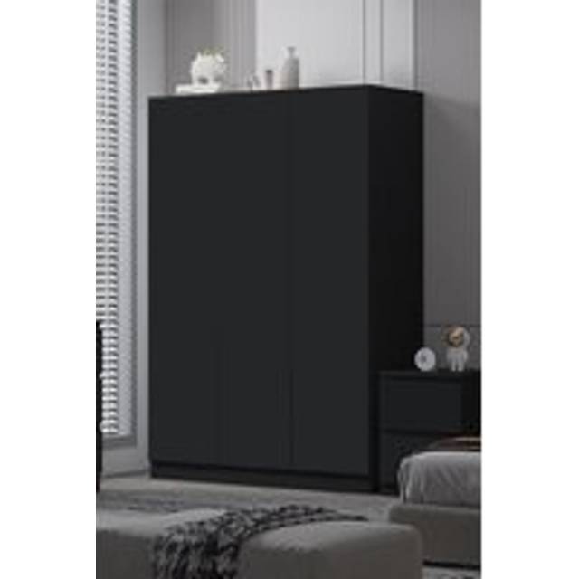 FWStyle Stora Modern 3 Door Wardrobe - Matt Black