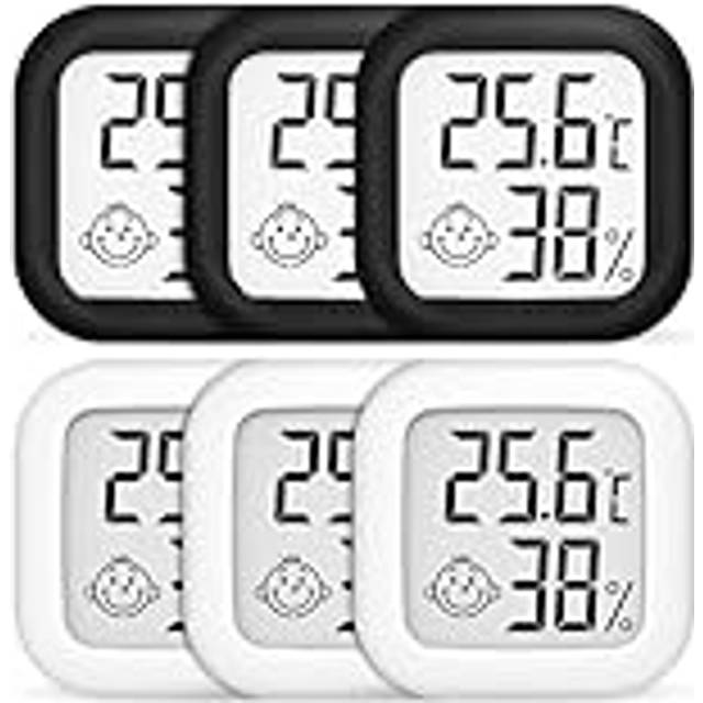 Vegena Termometer hygrometer inomhus, 6 stycken mini digital termometer hygrometer, temperatur och luftfuktighetsmätare, rumstermometer, digital temperaturmätare, fuktmätare för babyrum, växthus