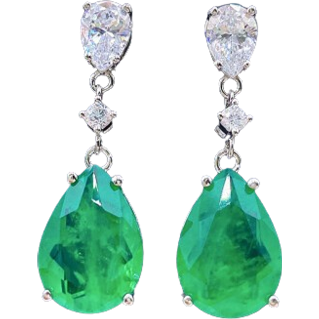 100% 925 Sterling Silver 10*14 mm Water Drop Emerald Engagement Stud Earrings For Women High Carbon Diamond Party Fine Jewelry
