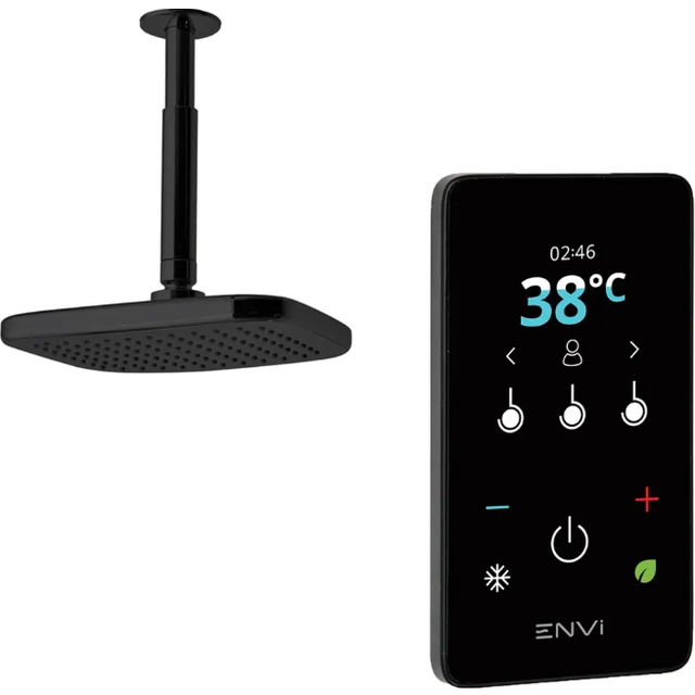 Triton ENVi 9.0kW Electric Shower With Ceiling Fed Fixed Head Kit - Black