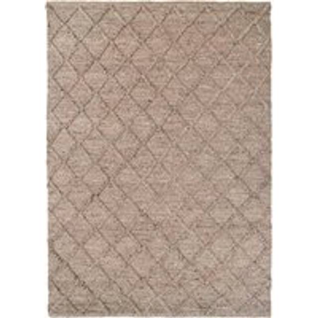 Beige Luxury Wool Blend Diamond Pattern Rug - 120cm x 170cm