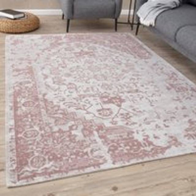 Washable Rugs for Living Room Kitchen Bedroom Vintage Design Pink Machine Washable Area Rugs and Runners 6962 - 120cm x 170cm