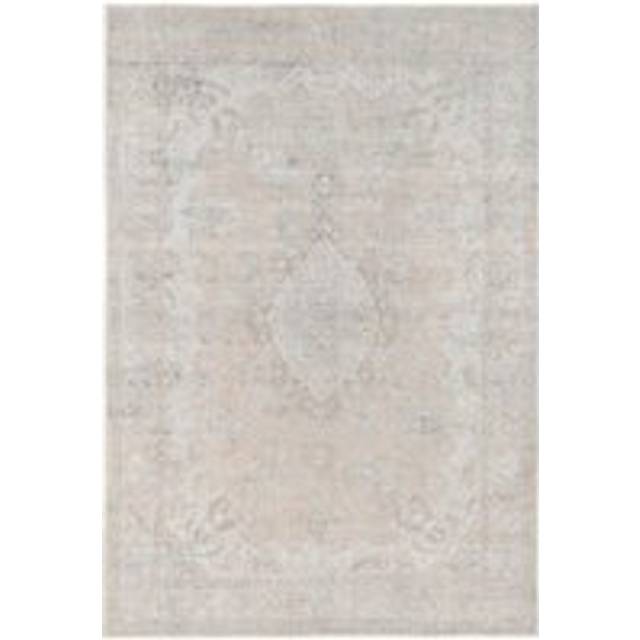 Neutral Beige Distressed Traditional Medallion Non Slip Washable Low Pile Rug - 160cm x 230cm